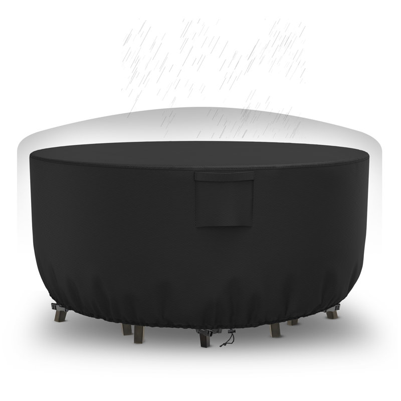 Heavy Duty Waterproof Round Patio Table Cover, Black