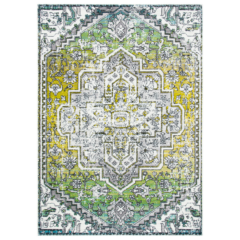 Tapis oriental vert / gris, Rectangle 6 pi x 9 pi