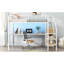 Lit mezzanine en métal blanc avec bureau intégré, escalier de rangement, garde-robe et éclairage à DEL coloré, structure solide pour lit de stabilité, garde-robe, 7 couleurs DEL, appartements