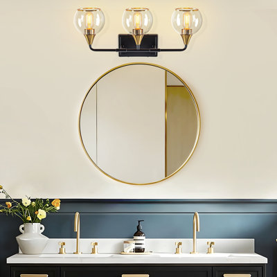 3-Light Modern Clear Globe Glass Shades Vanity Light