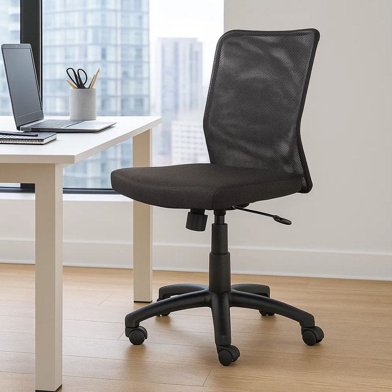 Lene Black Rolling Task Chair, Adjustable Tilt Tension Mechanism And Lock