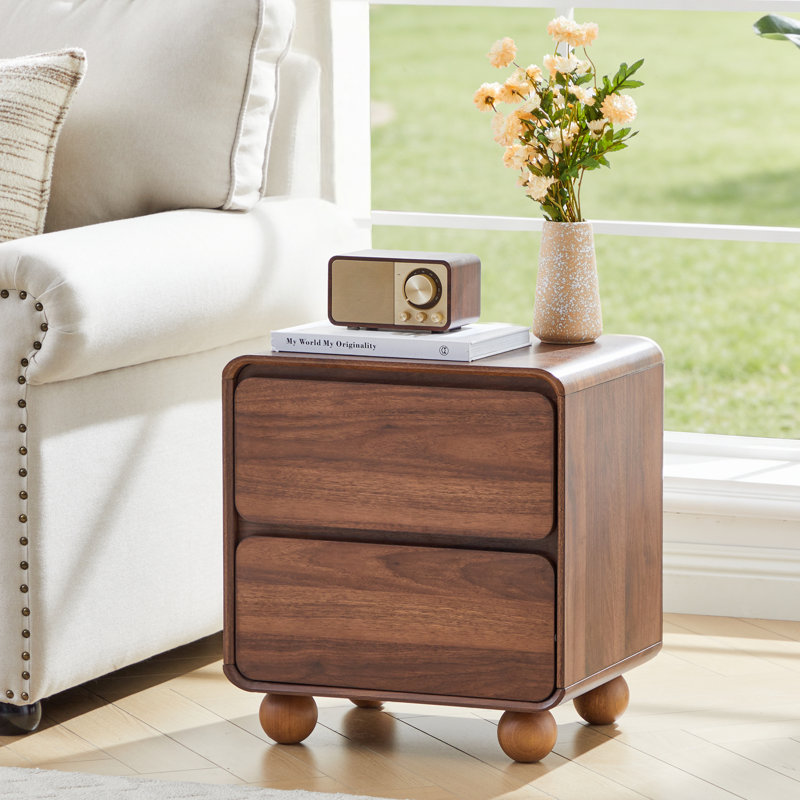 Table de bout avec 2 tiroirs, Noyer