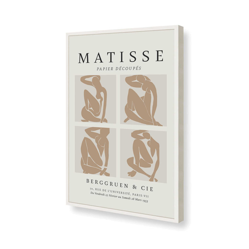 Nus Brun Matisse, reproduction d'art sur cadre, H 25 po x l 19 po, Blanc opaque