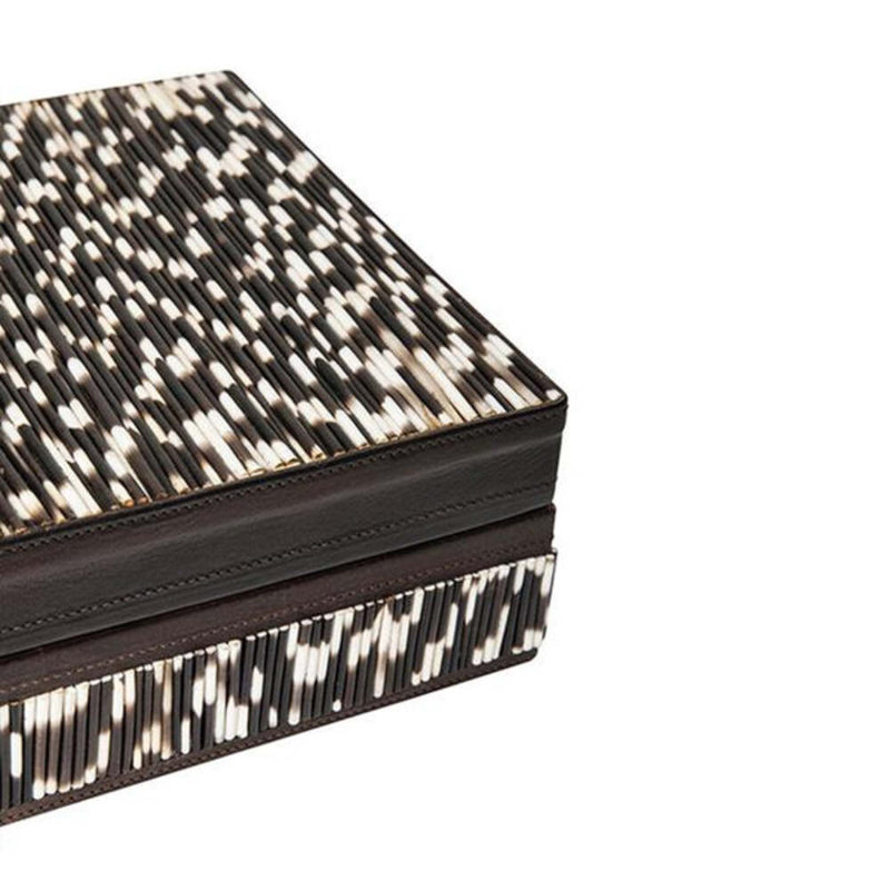 Decorative Box with Quill and Leather Accents