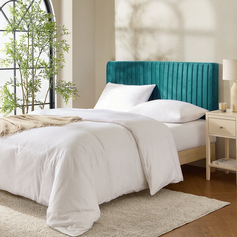 Nestl Chastelyne Velvet Upholstered Easy Assemble Wall Mounted Headboard, Twin, Teal