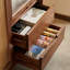 Rattan Weave Glass Door Groove Accent Cabinet