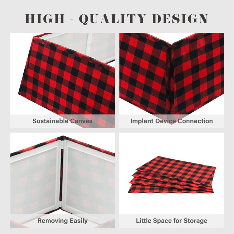 Large Plaid Canvas Square Christmas Tree Skirt Collar