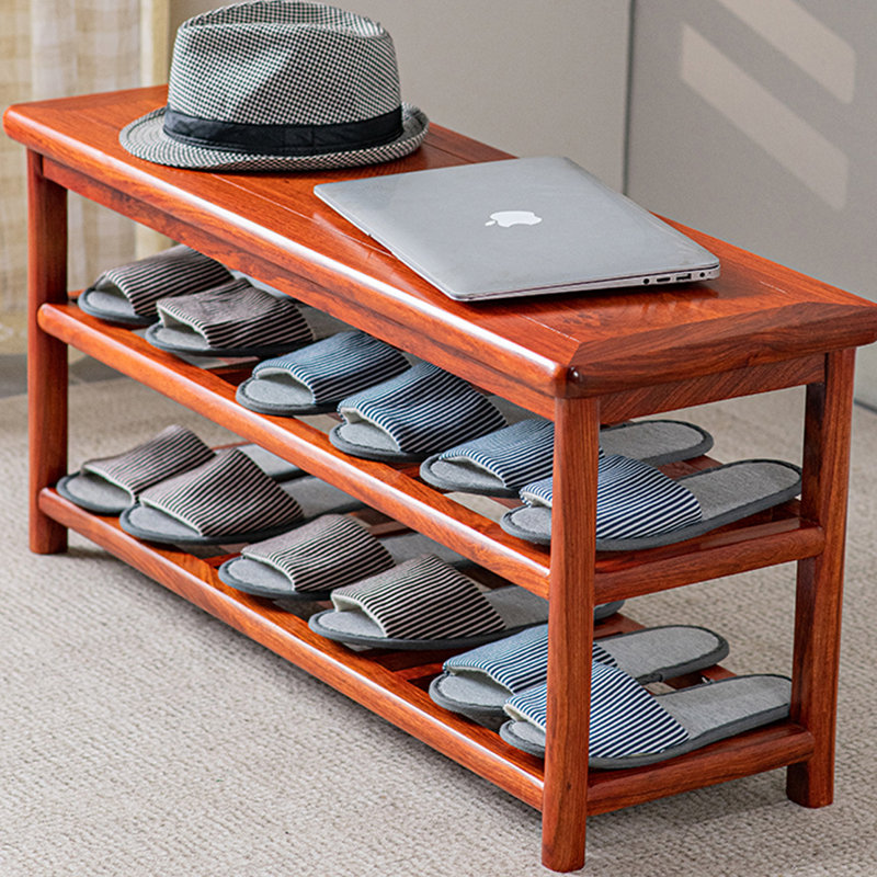Banc de rangement pour chaussures en bois massif 8 paires