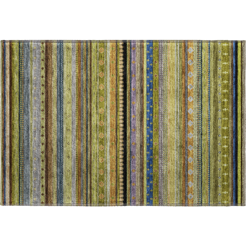 Tapis rayé de qualité supérieure Mayfield, Olive, 1 pi 8 po x 2 pi 6 po