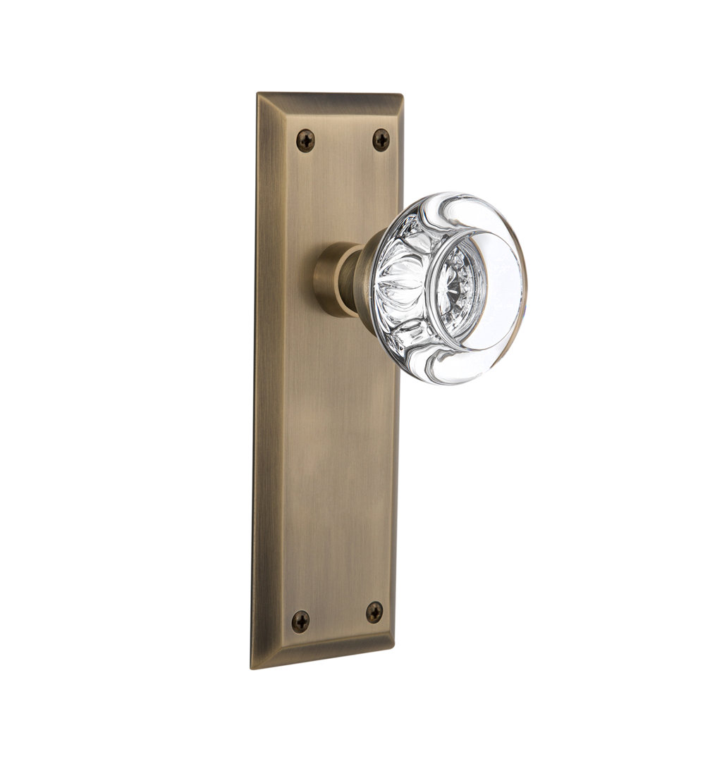 New York Plate with Round Clear Crystal Door Knob Nostalgic Warehouse 