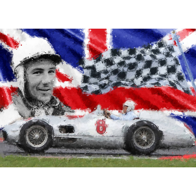 Stirling Moss 1 Formula One Racing Drivers Collection - Art Prints, 29.5cm H x 39.4cm W x 0.11cm D, Metal