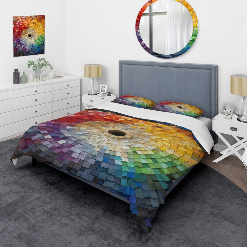 Ensemble de housse de couette Colorful Spiraling Mosaic - Abstract Spirals, Housse de couette pour très grand lit et 2 très 