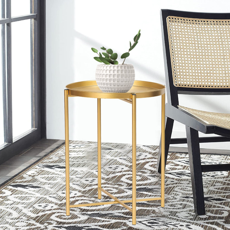 Iron Tray Top End Table, Gold
