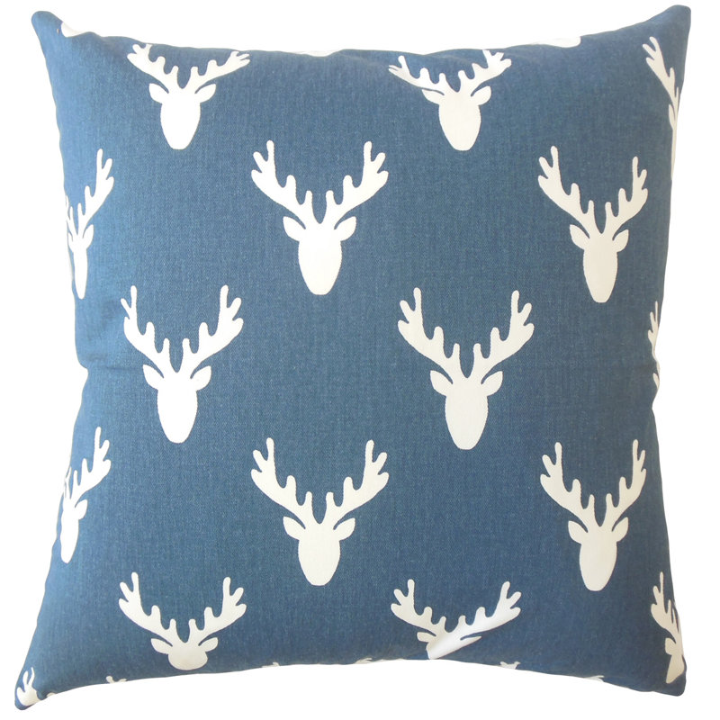 Coussin en coton Graphic, Bleu marine