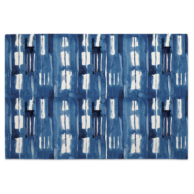 Orren Ellis Blue & White 4-Pack Cotton Blend Rectangular Placemats