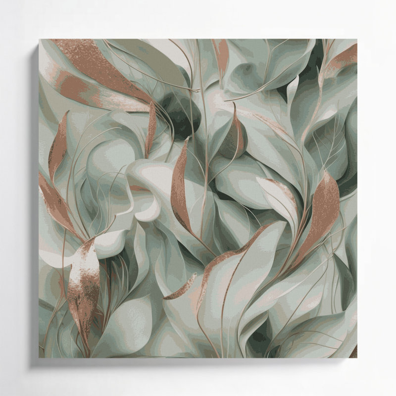 "Abstract Florals 44", art mural sur toile grise, H 32 po x l 32 po