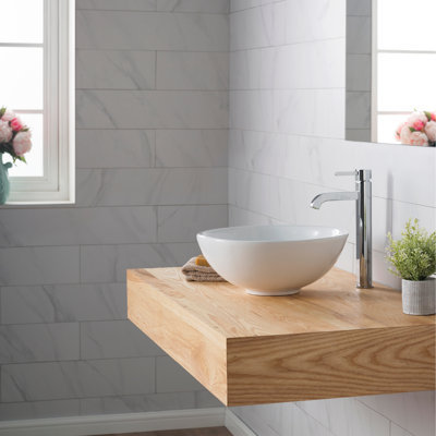 Lavabo de salle de bain vasque circulaire en céramique avec robinet