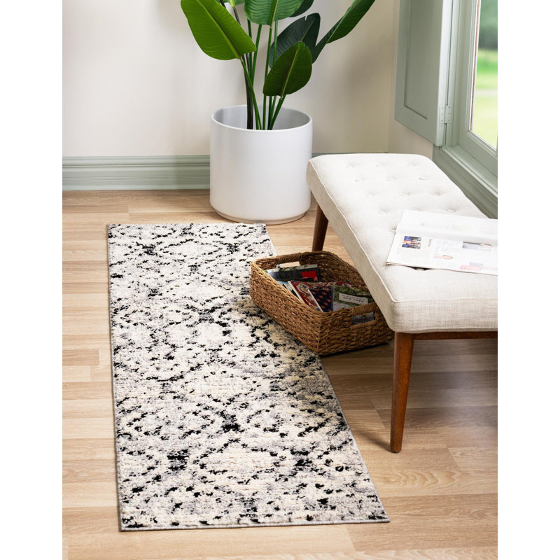 Tapis ivoire à motif géométrique Tucson, Tapis de couloir 2 pi x 6 pi