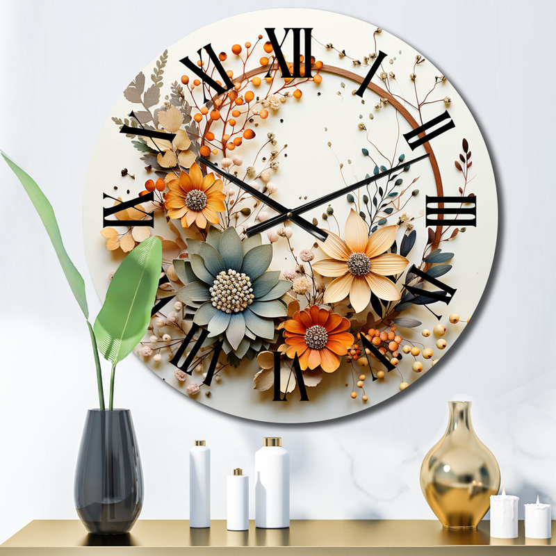 Horloge murale beige et orange, Petit