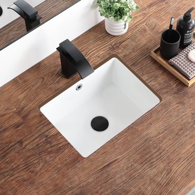 Lavabo de salle de bain rectangulaire encastré en céramique blanc avec trop-plein 15,7 "x 11,7"