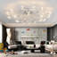 Luminaire de plafond moderne en cristal, lustre semi-encastré avec design en feuille de cristal pour la salle à manger, le salon, l'éclairage de la chambre à coucher