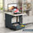 Wood Folding Dining Table with Wheels and Storage Rack