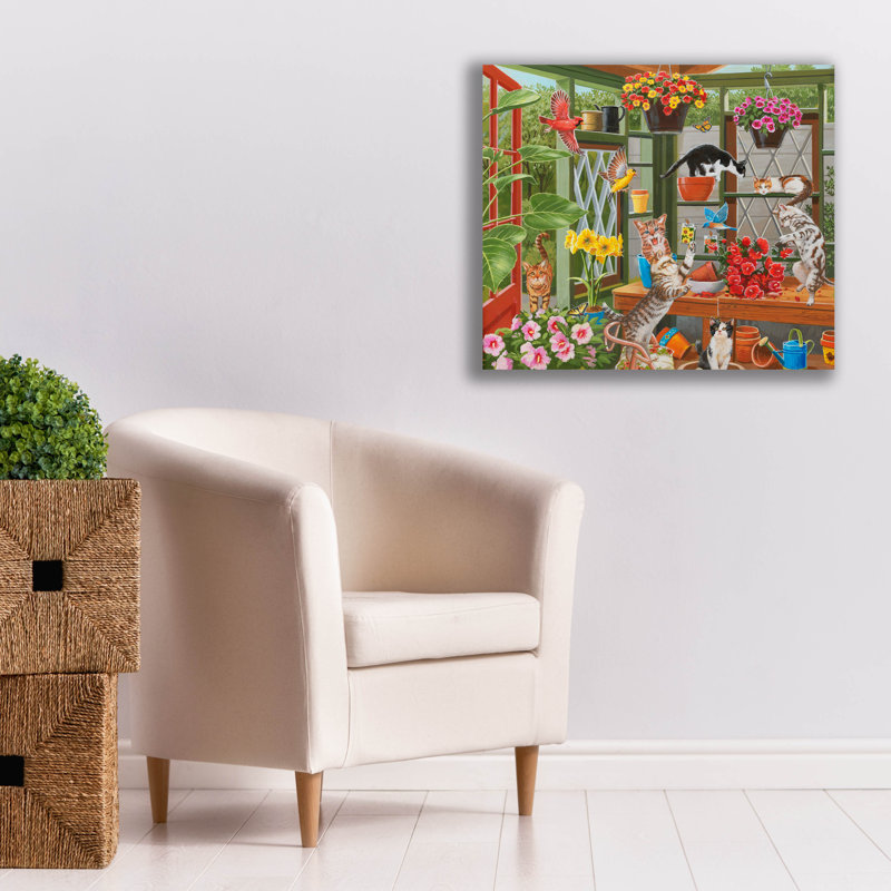 «Mayhem In The Greenhouse» par William Vanderdasson, H 26 po x l 30 po x P 1,5 po