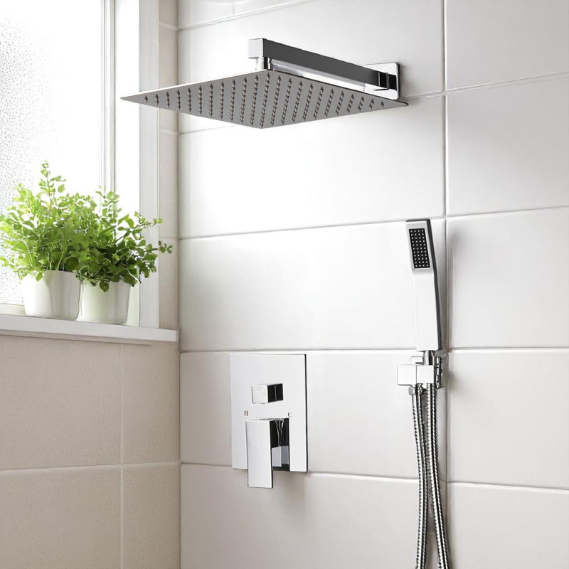 Complete Shower System With Rough-In Valve With 10 Inches Rain Shower Head, Chrome