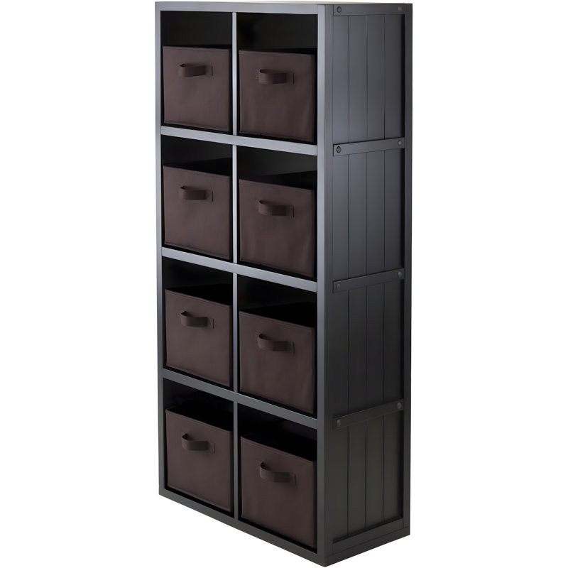 Winsome Timothy 9-Piece Storage Set With 4X2 Grid Shelf And 8 Foldable Fabric Baskets For Organized Home Decor