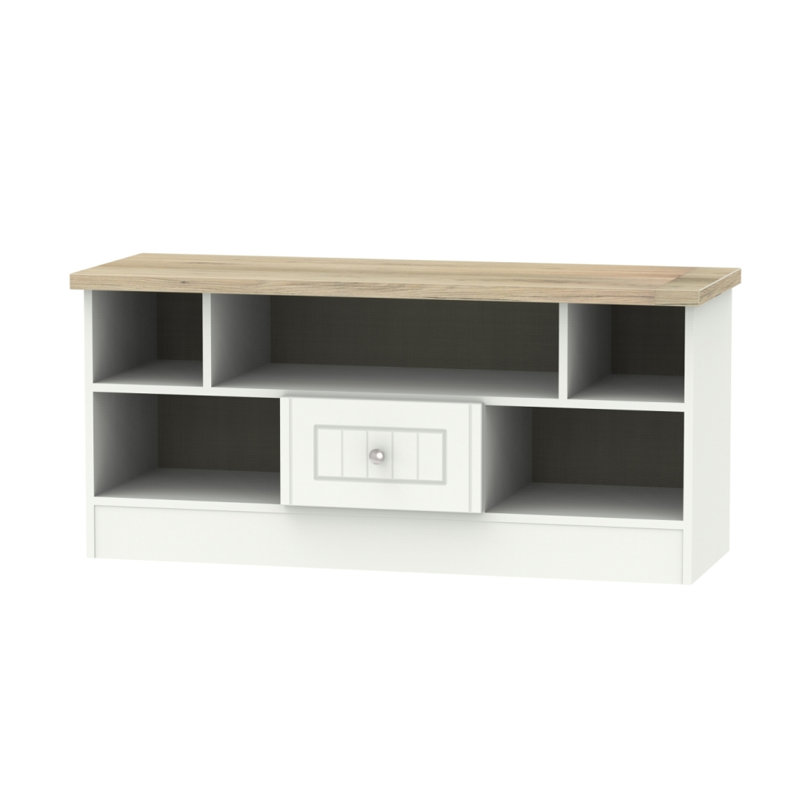 Fully Assembled McClusky TV Stand for TVs up to 55", Grey/Oak
