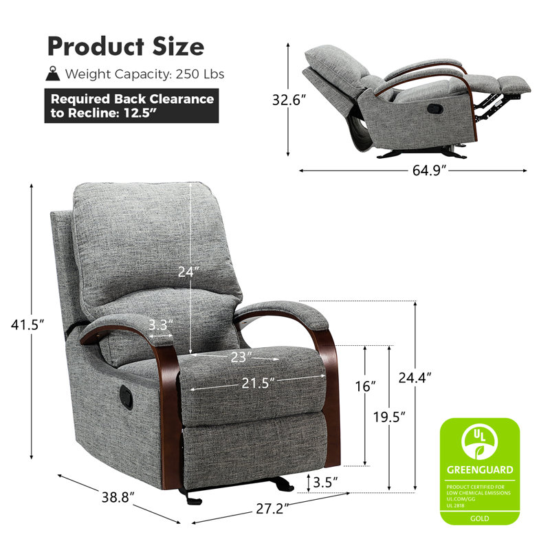 Fauteuil inclinable manuel berçant standard Ringler, Polyester gris