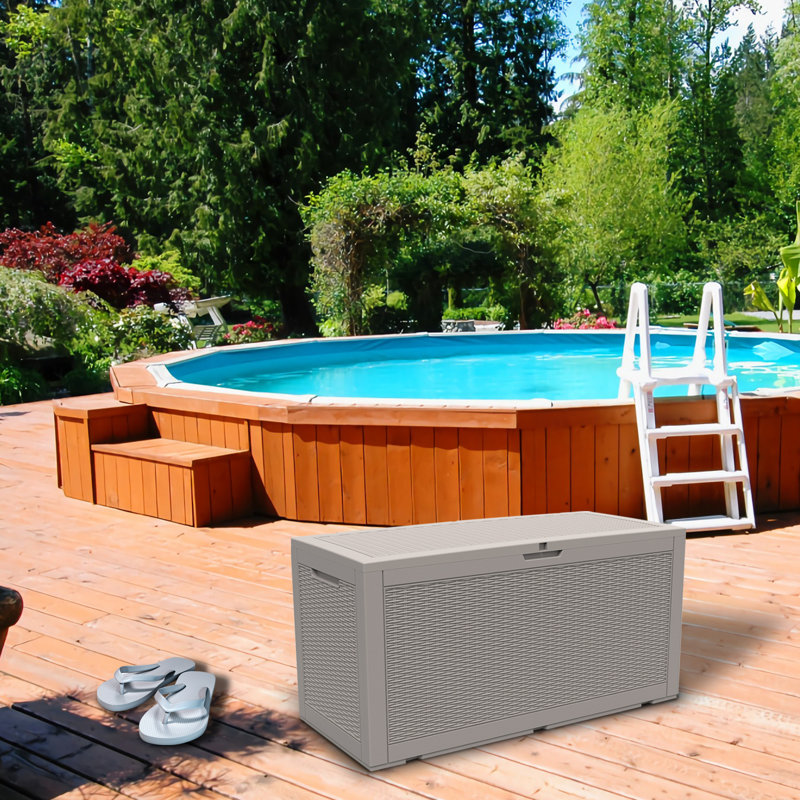Modern Depo 100 Gallon Water Resistant Polypropylene(PP) Deck Box Lockable, Gray