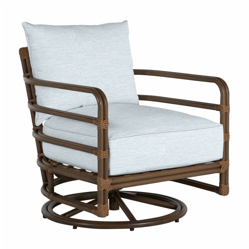 Malibu Swivel Patio Chair with Cushions, Paper Sky, Welt