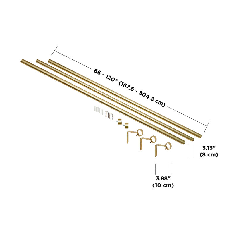 Gold Adjustable Metal Curtain Rod with Matching Finials