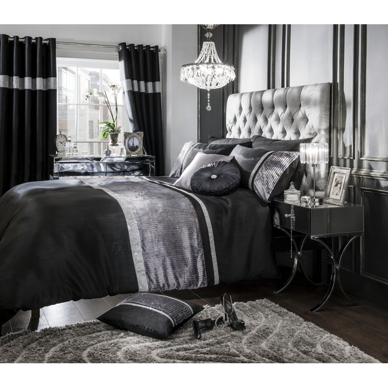 Odeen Silk Diamante Duvet Cover Set, Single Duvet Cover Set, Teal