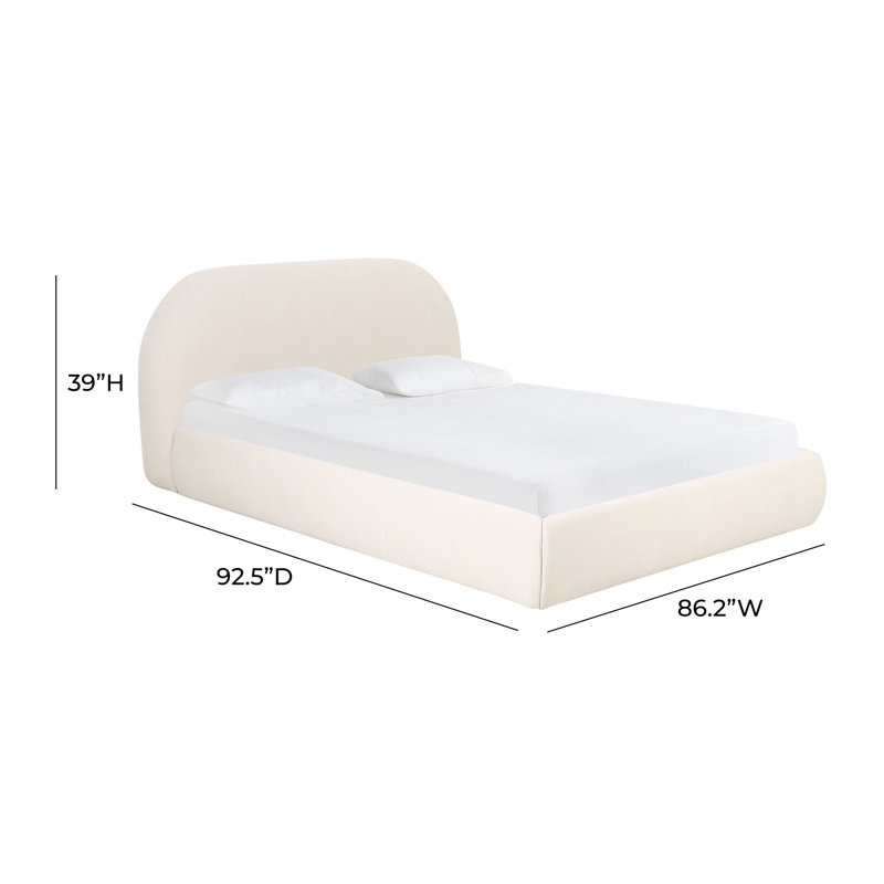 Bara Cream Textured Velvet UK Bed, Super King (6')