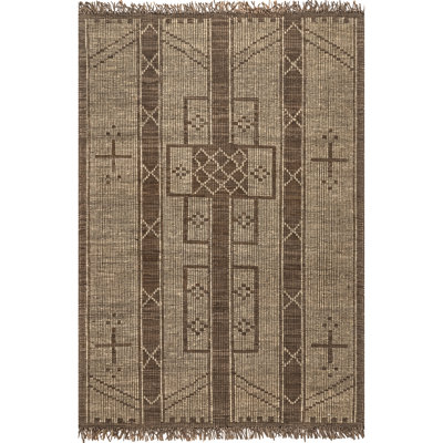 Tapis tribal en jute pour la salle à manger Leightyn