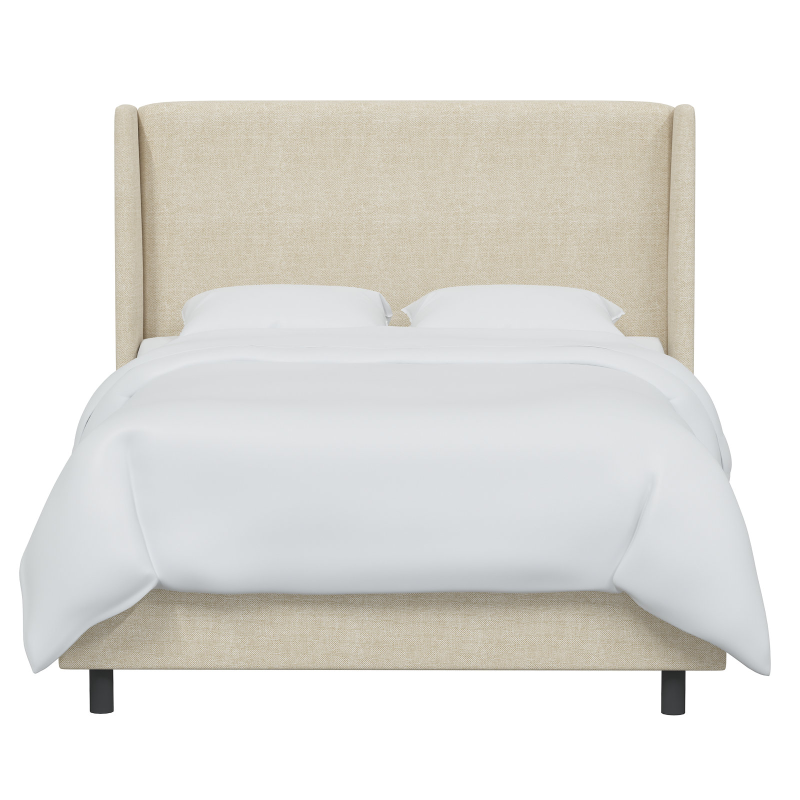 Bellfield Upholstered Wingback Bed, Beige, Twin