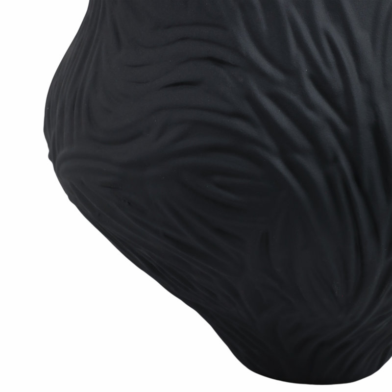 Orren Ellis Llanes 3D Printed Porcelain Vase, Black, 12" H x 11" W x 11" D