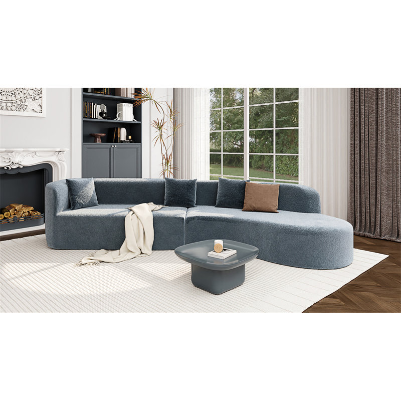 Boneless 132" Modern Modular Sectional Sofa, Dark Blue