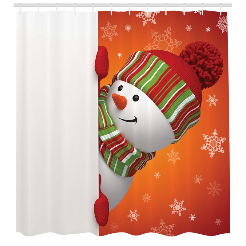 Rideau de douche simple noël bonhomme de neige noël, H 75 po x l 69 po
