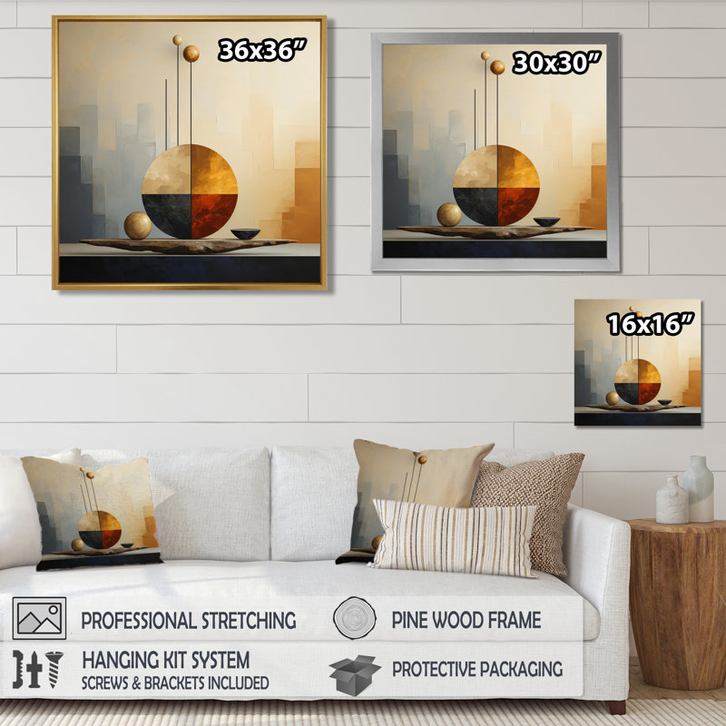 Décoration murale Zen Zen, H 16 po x l 16 po, Toile noire avec cadre flottant