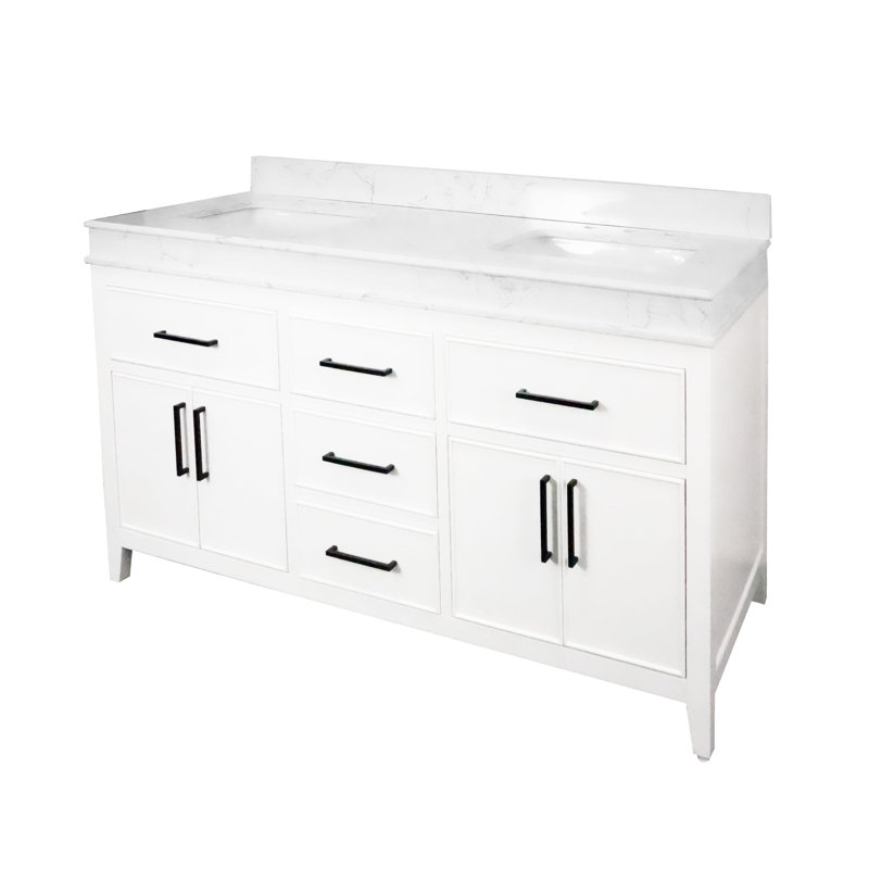 Meuble-lavabo double 60 po Bayla, Blanc