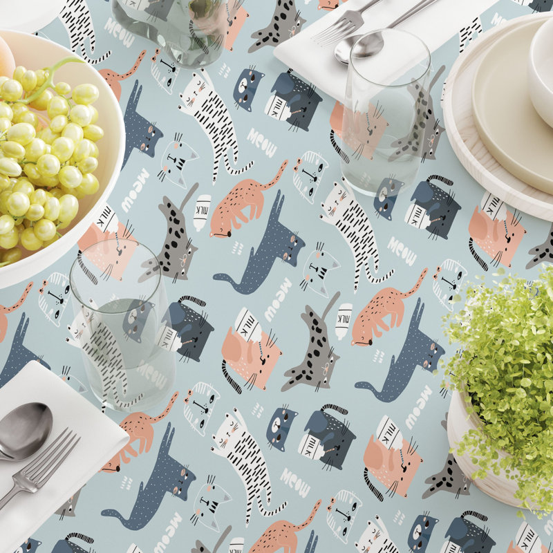 Rectangular Tablecloth, 100% Cotton, 52X104", Cats Background, 84" L x 52" W