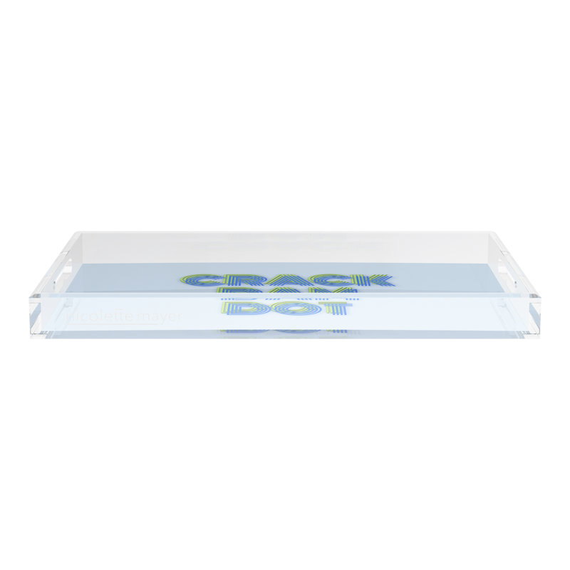Plateau décoratif rectangulaire Crack, 2" H x 22.5" W x 14.5" D, Blue Scelery
