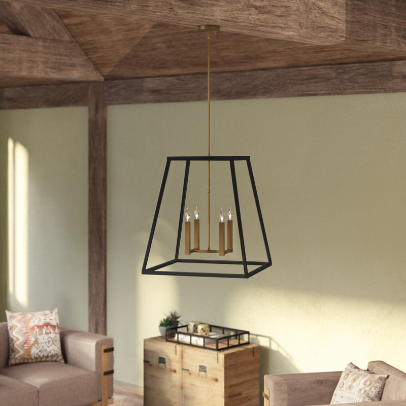 Luminaire suspendu géométrique à 4 lumières Darby, H 24,5 po x l 22 po x P 22 po