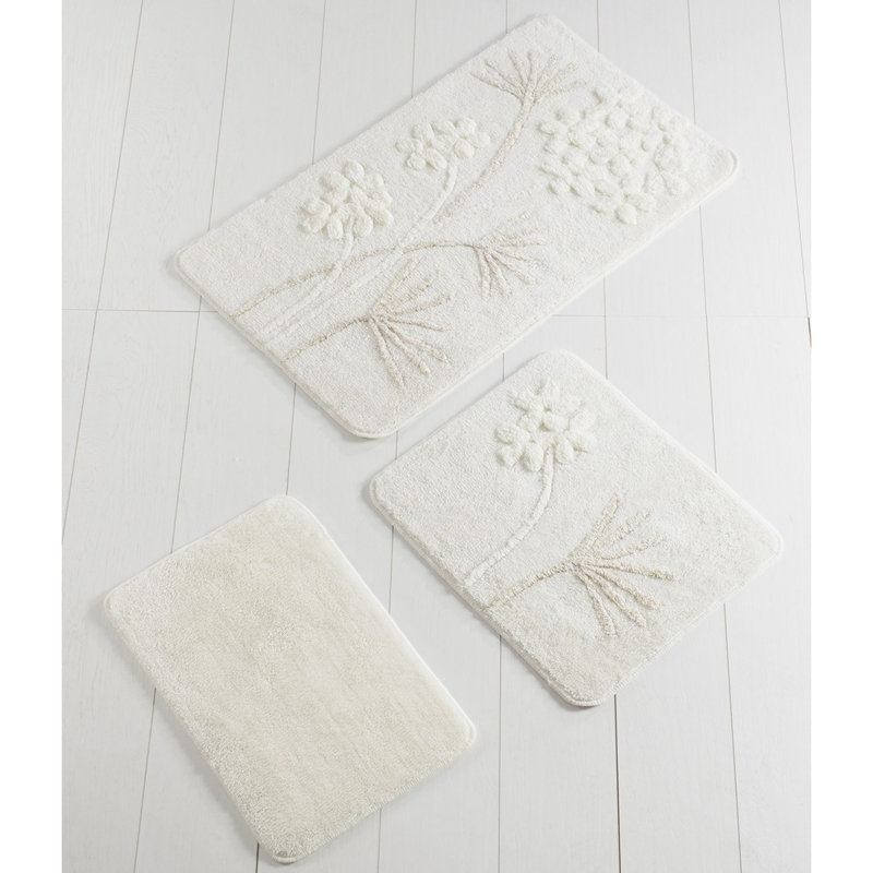 Premium Acrylic Bathmat Set (3 Pieces), 15.7 x 23.6 inches, 19.7 x 23.6 inches, 23.6 x 39.4 inches | 100% Acrylic, 25 mm Pile Height, Antibacterial, Non-Slip Underside, Machine Washable at 86°F