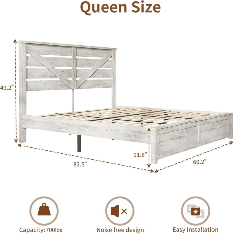 Devaya Panel Bed, White, Queen