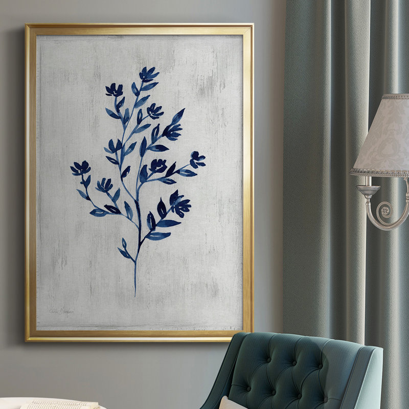 Toile encadrée de qualité supérieure Wild Indigo II - prête à être accrochée, Or, H 42,5 po x l 30,5 po