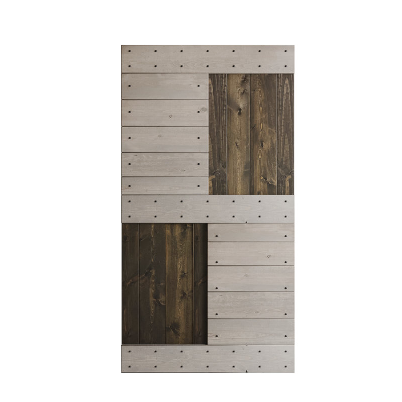 Porte de grange coulissante en bois de pin noueux S Series sans trousse de quincaillerie, 42 po x 84 po